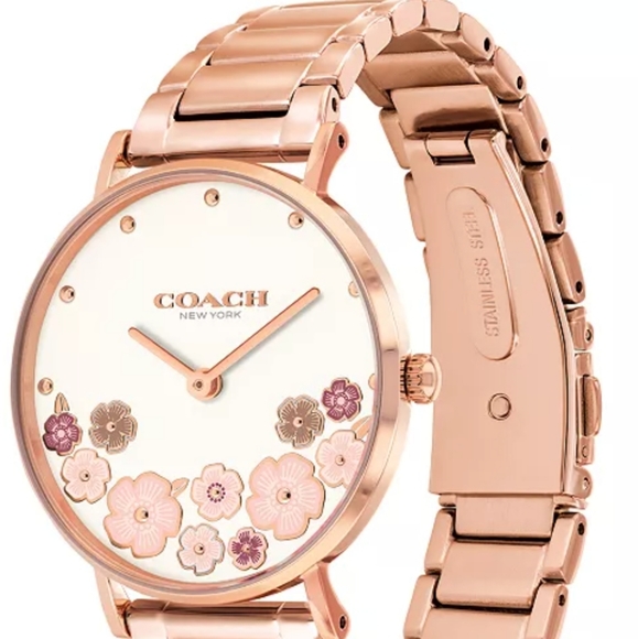 New With Tags Womens Coach Rose Floral Watch 36mm - Picture 3 of 4